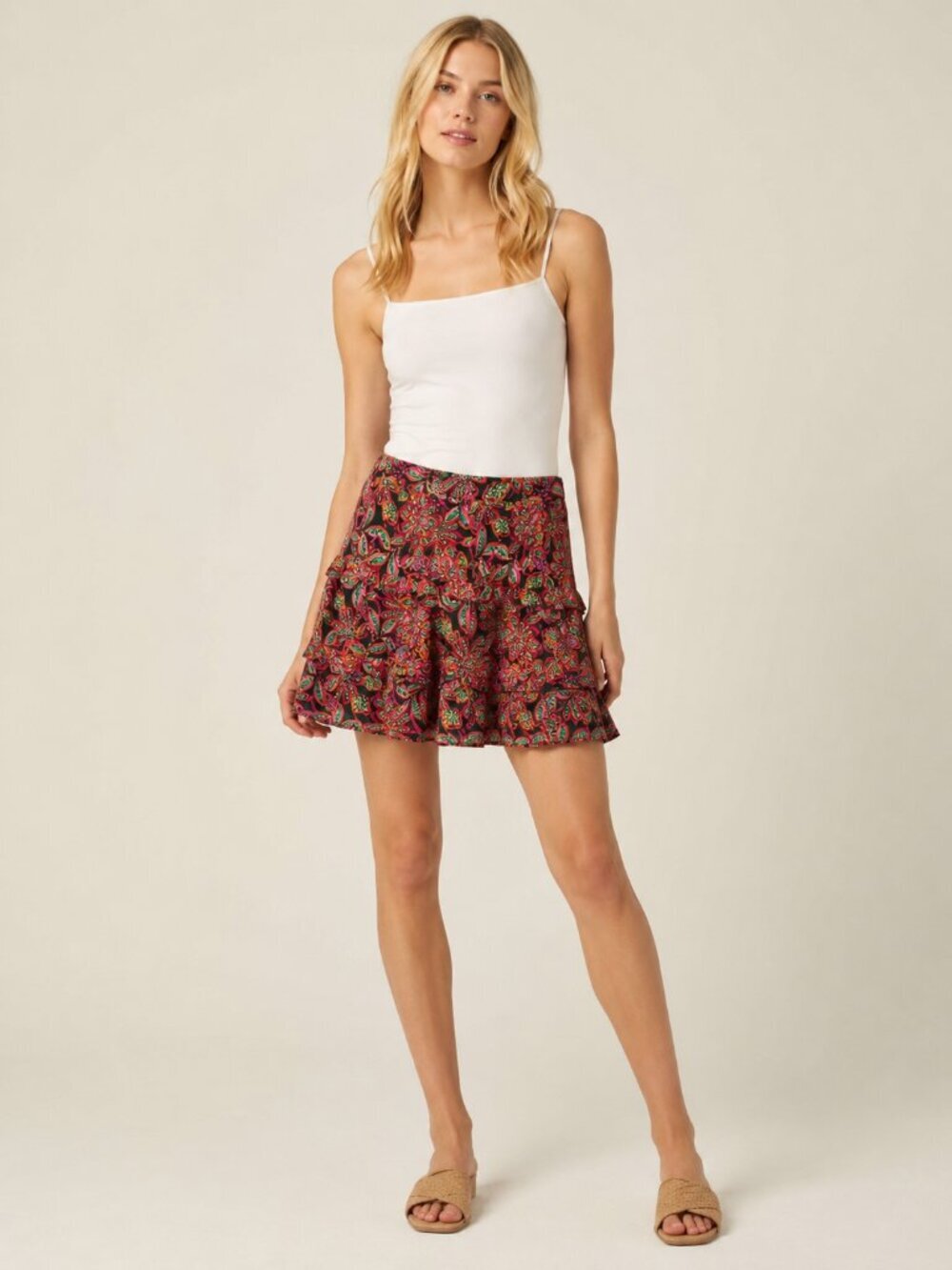 NWT J. Crew Floral Print Pull-On Tiered Mini Skirt Medium #A2652